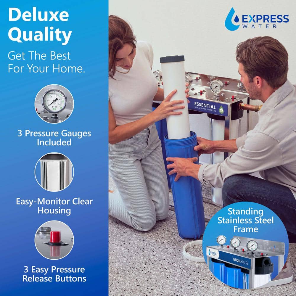 Express Water Triple-Stage Whole House Filtration System with Gauges