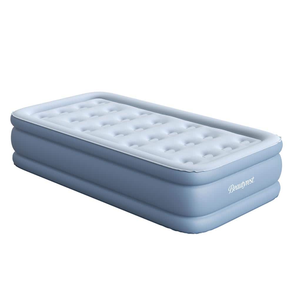 Twin Blue Raised Inflatable Air Mattress with Pump