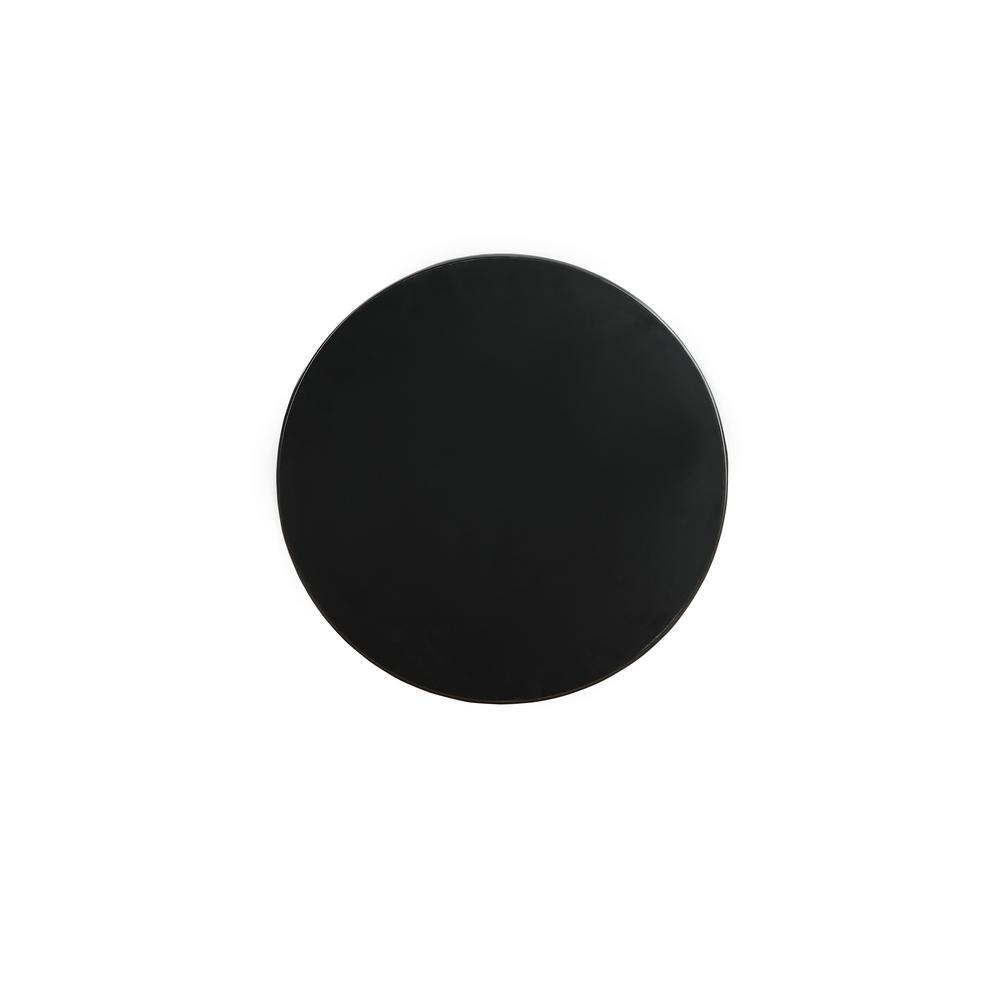 Round Solid Wood Black End Table with Storage - 18"x24"