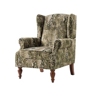 Ira Leopard Traditional Animal Pattern Armchair with Nailhead Trim