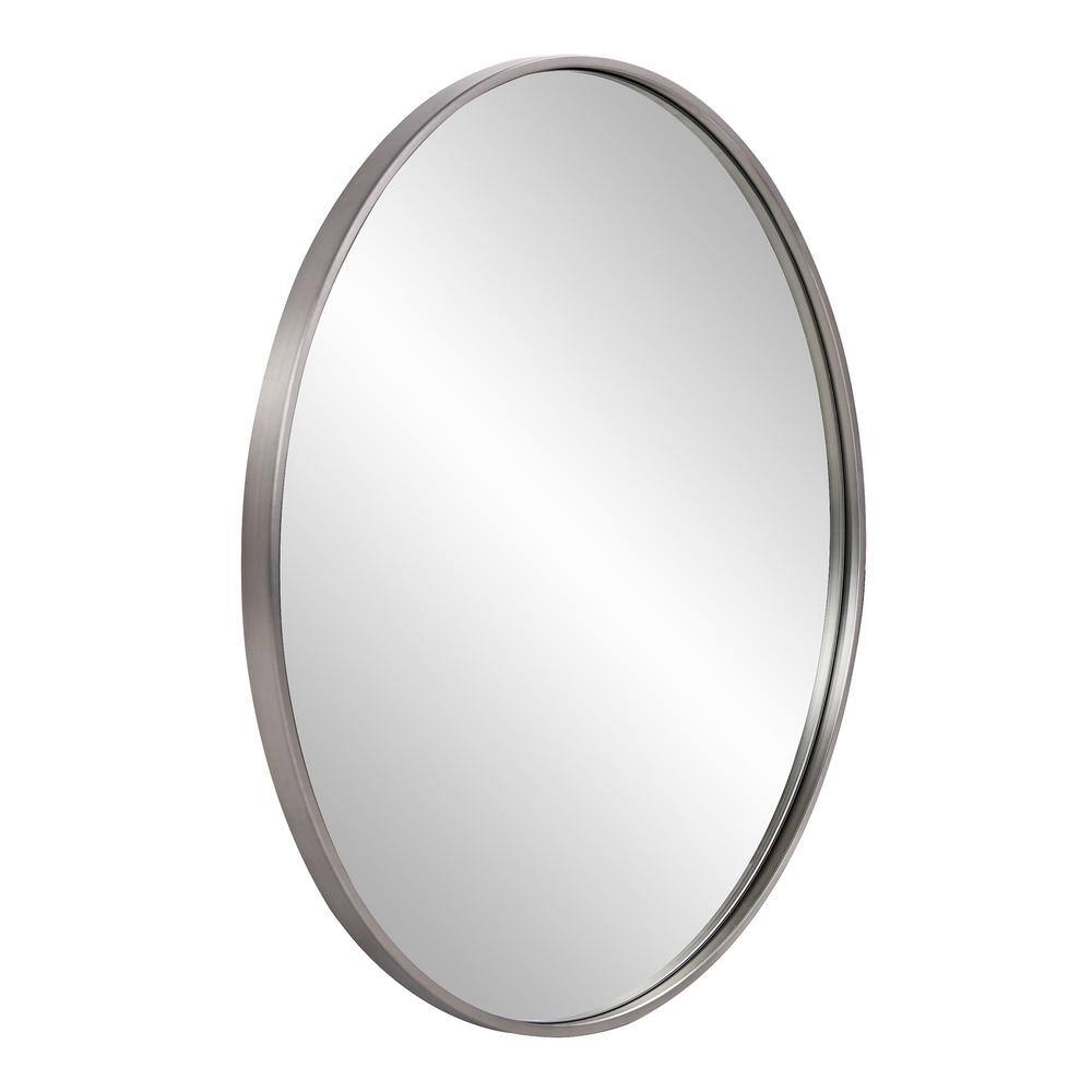 Elegant European Round Brushed Silver Vanity Wall Mirror 30"