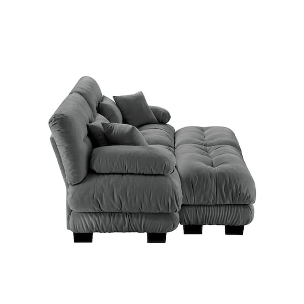 Homy Casa MINH 94.4 in. Pillow Arm 4-piece Chenille Modular