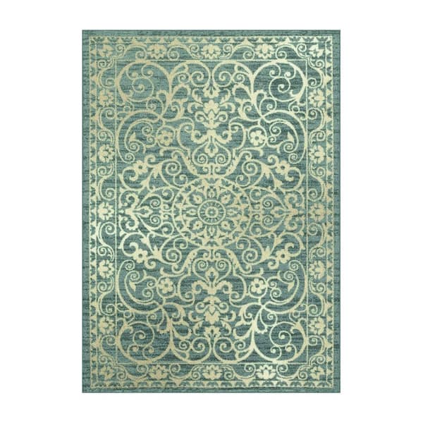 Light Spa Vintage Medallion 7 ft. x 9 ft.  Polyester Indoor Area Rug