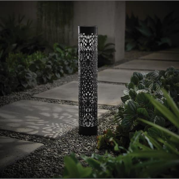 Hampton Bay Baxley 12 Lumens Black LED Outdoor Solar Bollard Light