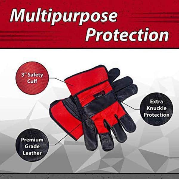 Safe Handler Premium 3 in. Safety Cuff Work Leather Gloves with