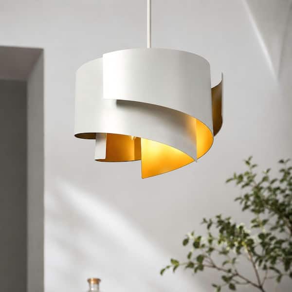 Zevni Mid-Century Modern 1-Light Matte Black and Dark Gold Pendant