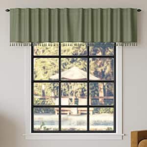 Evelina Faux Silk Moss Polyester 50 in. W x 17 in. L Back Tab 100% Blackout Curtain Valance (Single Panel)
