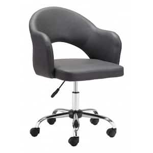 Julia Gray Faux Leather Office Chair with Armless Arms