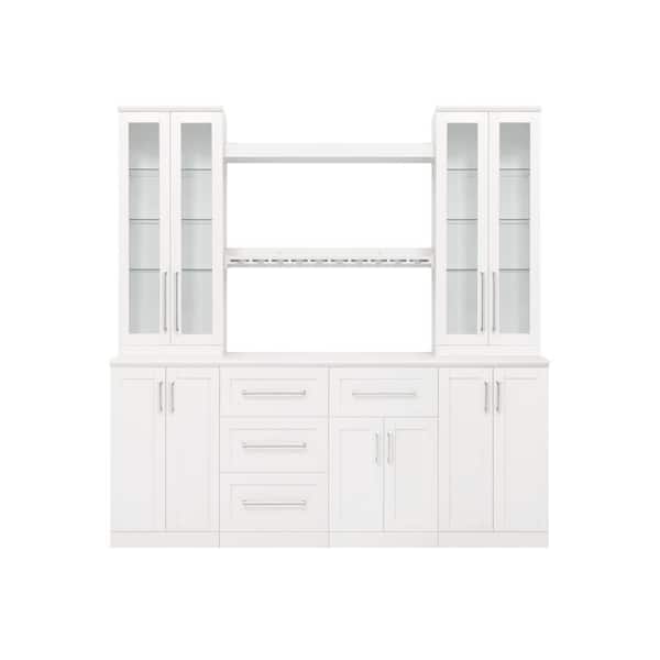 NewAge Products Home Bar 21 in. White Cabinet Set (9-Piece)