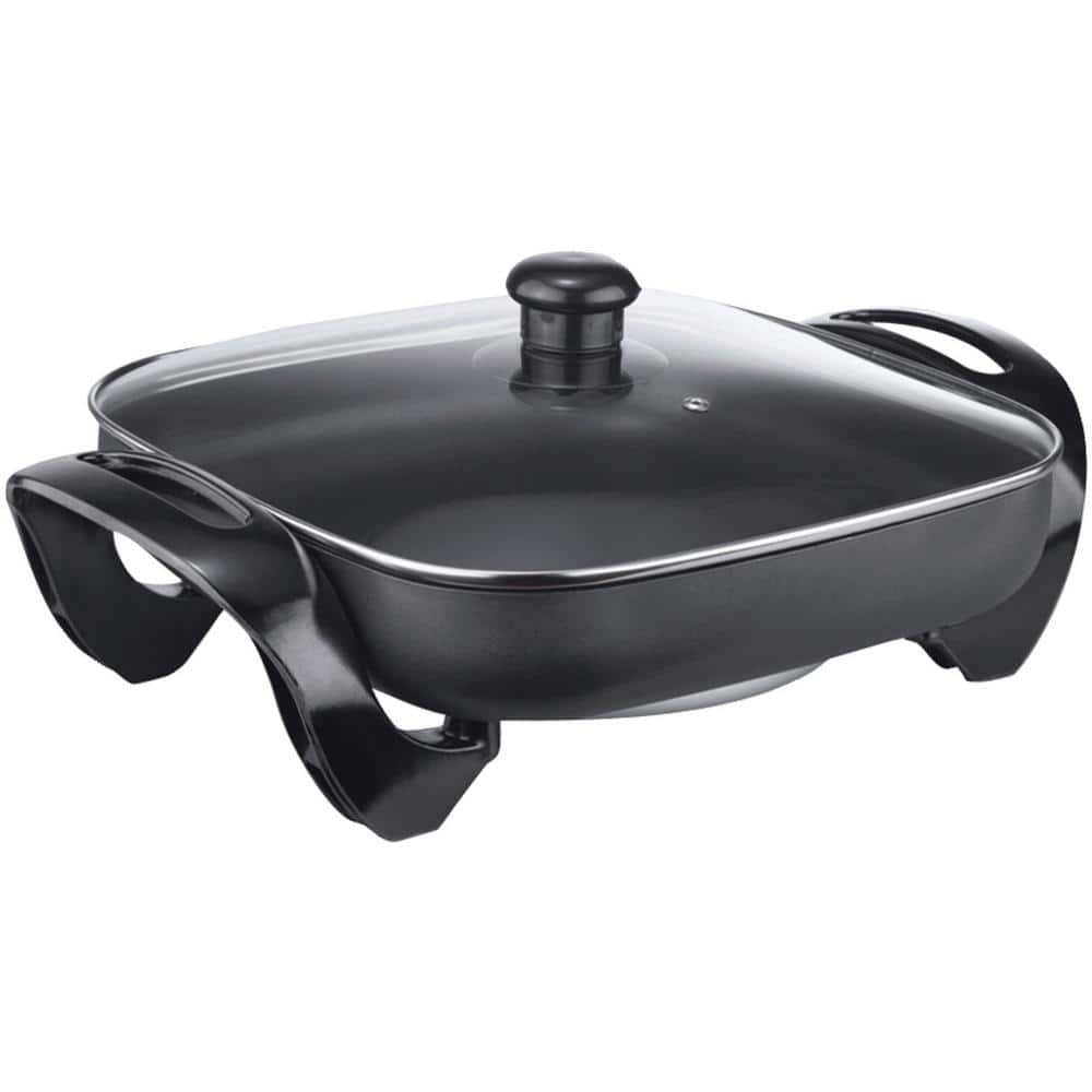 Brentwood 12 in. Black NonStick Electric Skillet with Glass Lid SK65