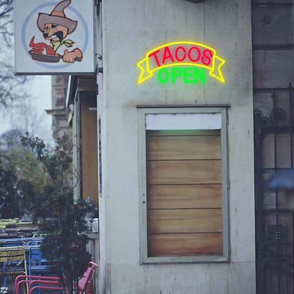 Afoxsos Taco Neon Sign LED Light Wall Decor Flexible Acrylic Panel