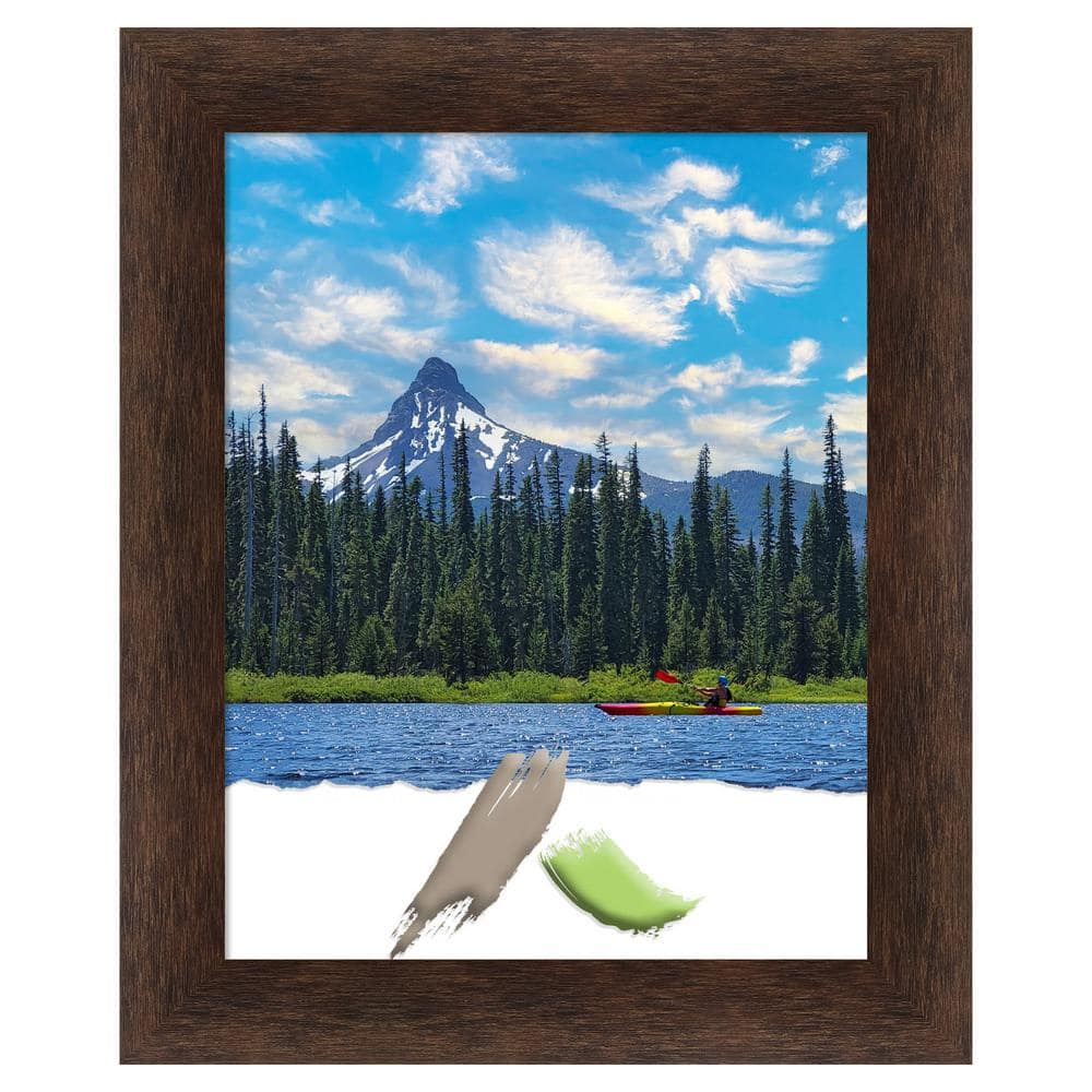 11"x14" Opening Size Narrow Wood Picture Frame Art Warm Walnut - Amanti Art: Includes Mounting Hardware, Acrylic Glazing