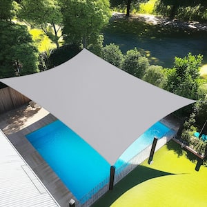 14 ft. x 8 ft. Customize Gray Sun Shade Sail UV Block185 GSM Commercial Rectangle Outdoor Covering for Backyard, Pergola