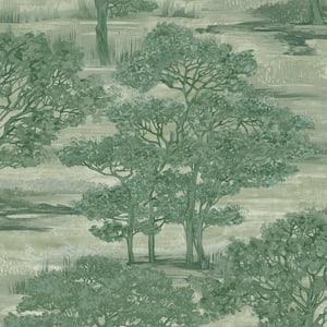 Forest Toile Evergreen Removable Peel and Stick Vinyl Wallpaper, 28 sq. ft.