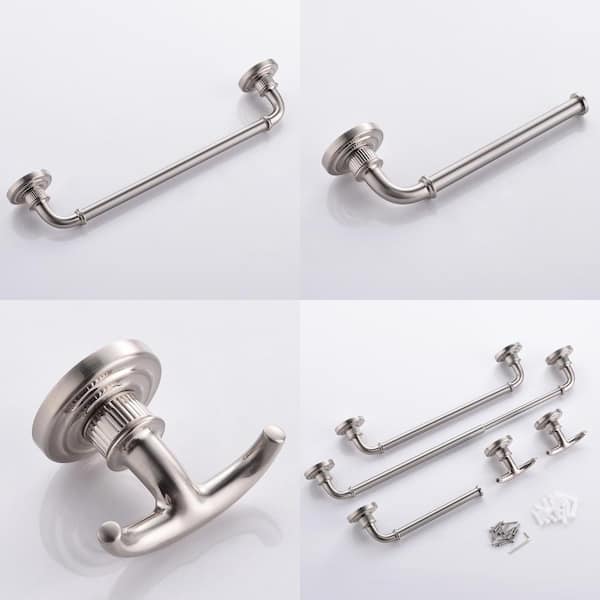 Boyel Living 8-Piece Bath Hardware Set with Towel Bar, Towel Hook, Toilet  Paper Holder and Short Towel Bar in Brushed Nickel BMG224-8N - The Home  Depot