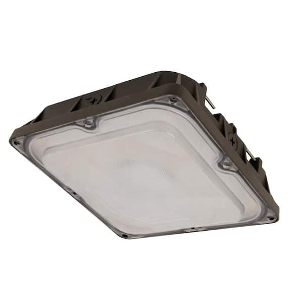 Commercial Electric 300-Watt Equivalent Integrated LED Bronze Commercial Grade Security Flush Mount Ceiling Outdoor Canopy Light, 5000K