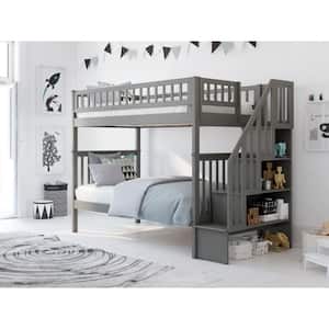 Woodland Staircase Bunk Bed Twin over Twin in Grey