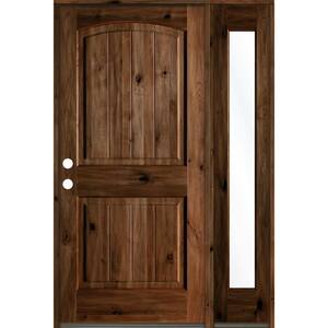50 in. x 80 in. Rustic Knotty Alder Right-Hand/Inswing Clear Glass Provincial Stain Wood Prehung Front Door with RFSL