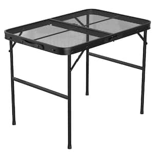Foldable Camping Table Collapsible Picnic Aluminum Alloy Grill Stand 88LBS. Max Load Height Adjustable