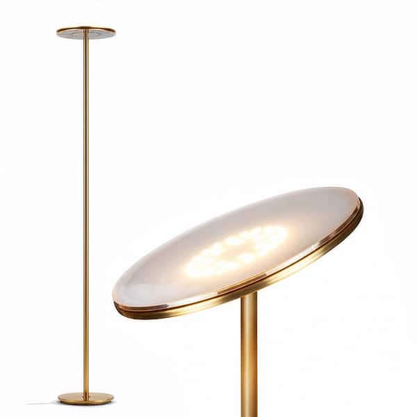 Sky 63 in. Antique Brass Industrial 1-Light Dimmable LED Floor Lamp with Adjustable Head