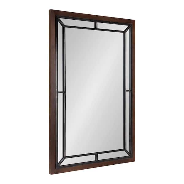 Kate and Laurel Audubon 36 in. H x 24 in. W Farmhouse Rectangle Framed Rustic Brown Wall Mirror
