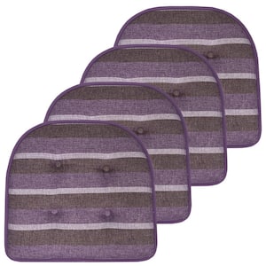 Bradford Stripd U-Shape Memory Foam 17 in.x16 in. Non-Slip Back, Chair Cushion (4-Pack) Purple