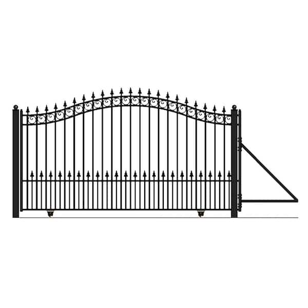 ALEKO Prague Style 18 ft. W x 6 ft. H Black Steel Single Slide Driveway with Gate Opener Fence Gate