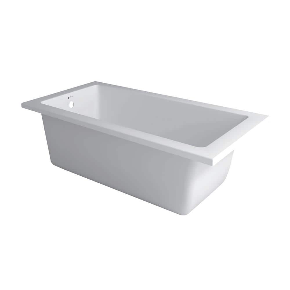 Fine Fixtures 72" White Acrylic Drop-In Soaking Bathtub