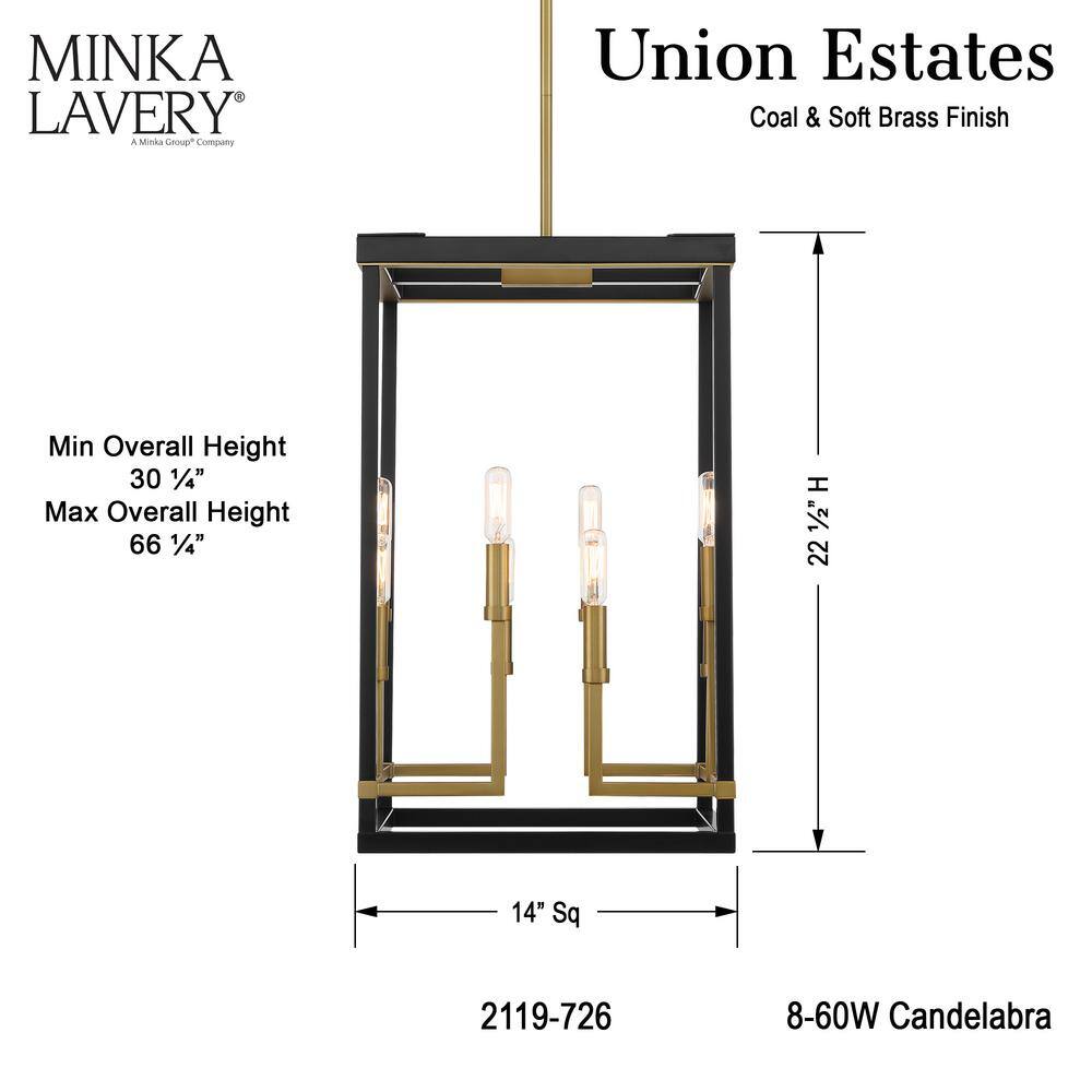 Coal and Soft Brass 8-Light Aluminum Pendant for Indoor/Outdoor Use