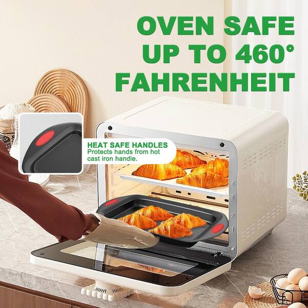 PRIMEPLUS 3-Piece Nonstick Baking Pan Sheet with Red Silicone