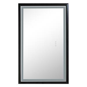 24 in. W x 40 in. H Large Rectangular Framed LED Light Anti-Fog Dimmable Wall Bathroom Vanity Mirror in Black