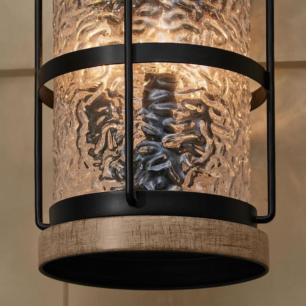 Hampton Bay Fuller Park 16 in. 3-Light Matte Black Cylinder
