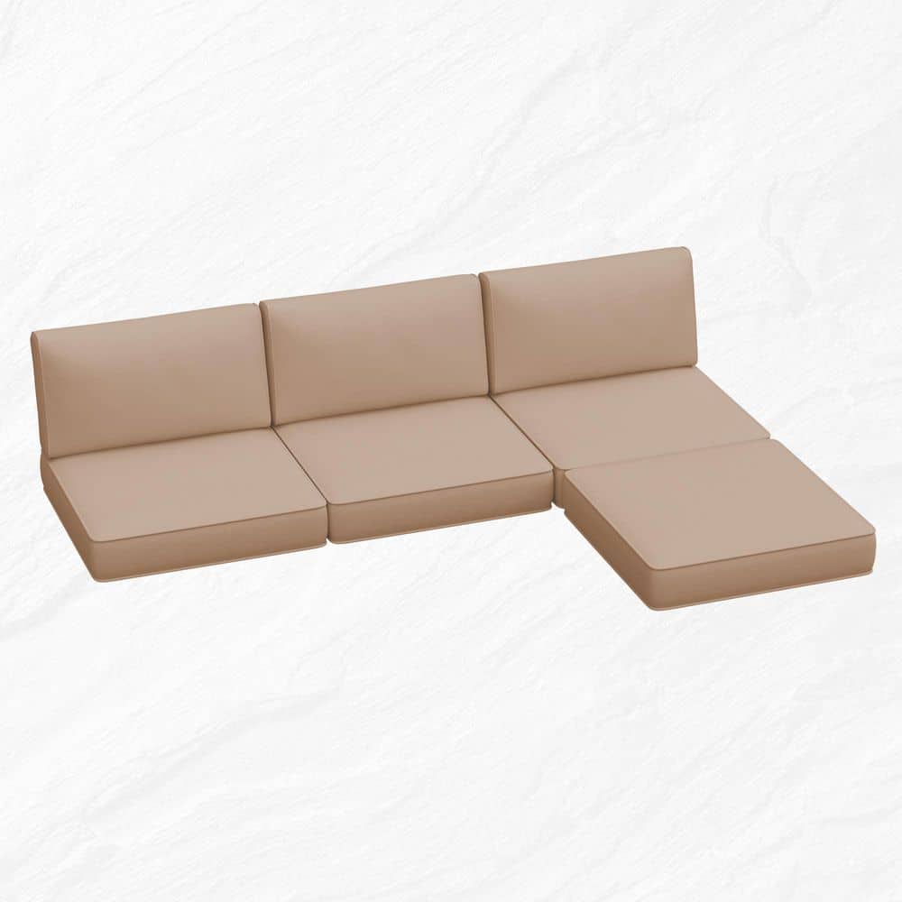 26 in. x 26 in. x 4 in. (7-Piece) Deep Seating Outdoor Sectional Cushion Set Beige