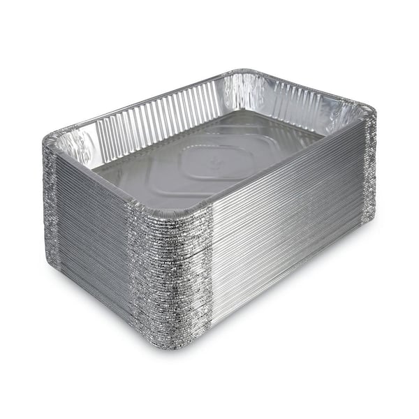 Boardwalk 12.81 in. x 20.75 in. Silver Disposable Aluminum Steam Table Pans,  Full-Size Deep, Platters and Trays (50-Per Case) BWKSTEAMFLDP - The Home  Depot
