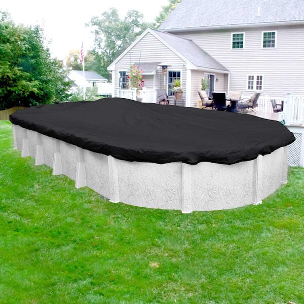 Robelle Mesh 10 ft. x 15 ft. Pool Size Oval Black Mesh Above Ground Winter Pool Cover