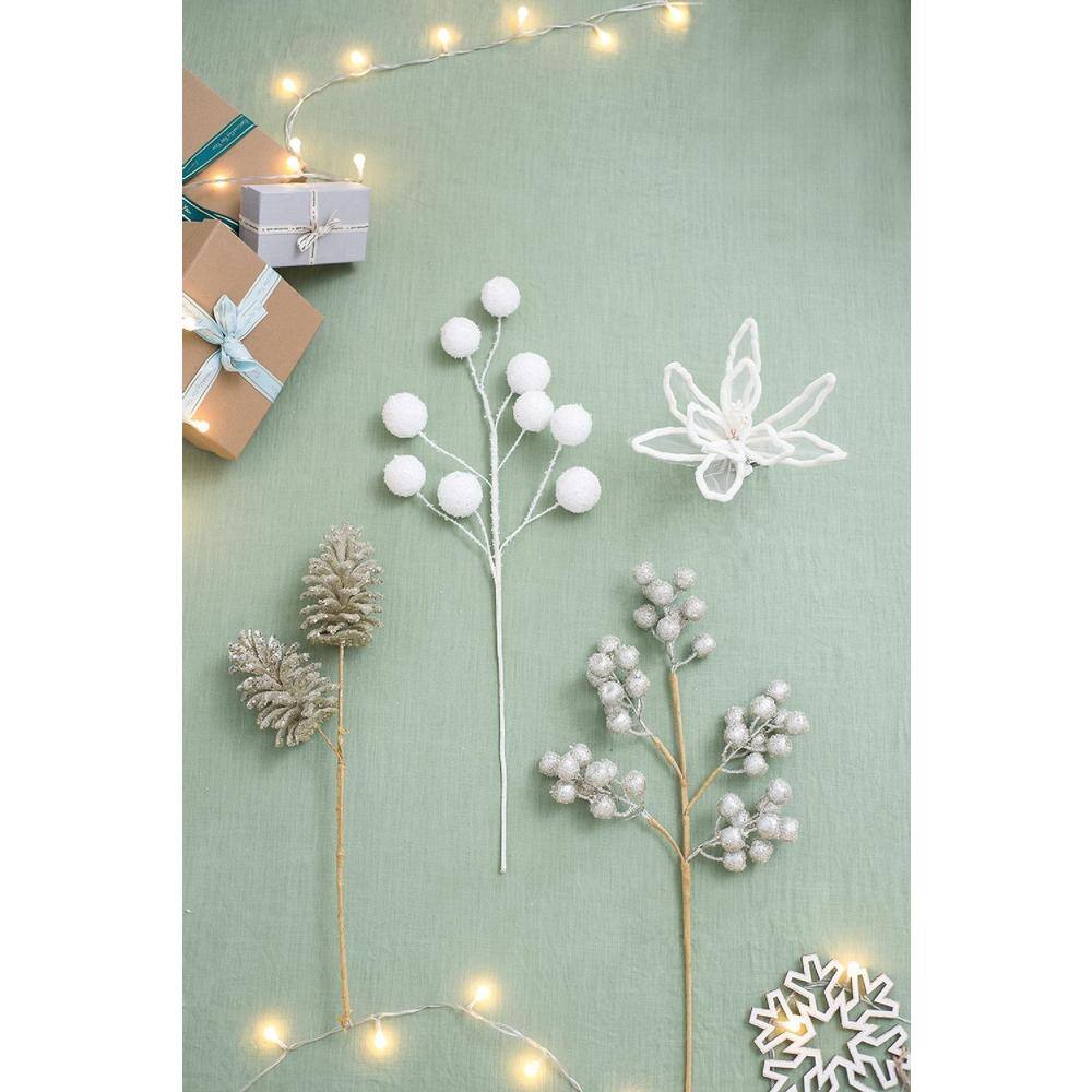 24" Silver Berry Sprays Set of 12