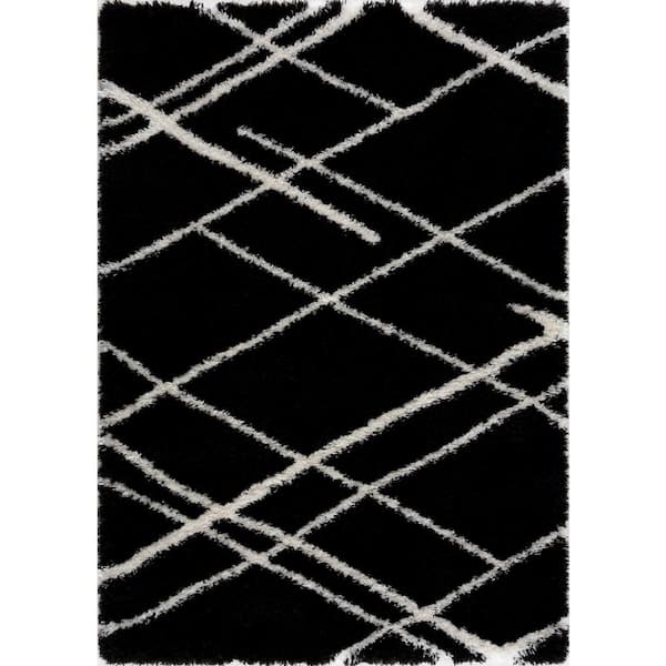 L'Baiet Allison Black Shag 8 ft. x 10 ft. Area Rug
