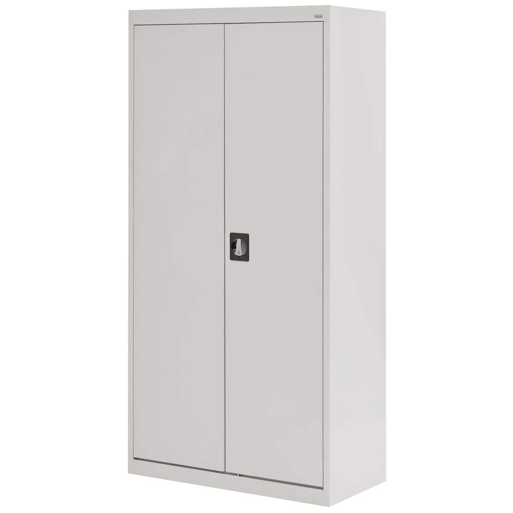 Dove Gray Steel Freestanding Lockable Office Cabinet with Adjustable Shelving