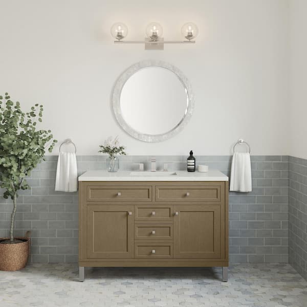 James Martin Vanities Chicago 48.0 in. W x 23.5 in. D x 33.76 in. H Single Bath Vanity in Walnut Whisper with Quartz Lime Delight Top