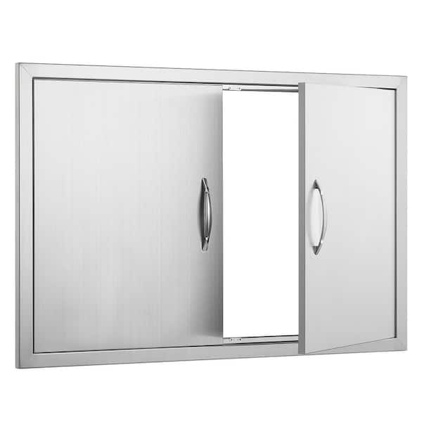 36 in. W x 24 in. H Double Outdoor Kitchen Door BBQ Access Door Stainless Steel Flush Mount Door with Handles