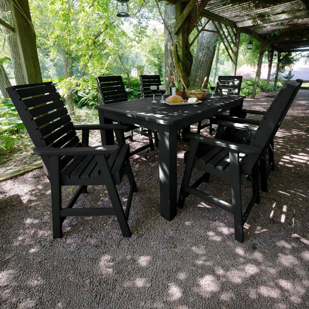 Weatherly Classic Black 7-Piece Plastic Outdoor Dining Set for 6