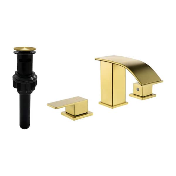 8 in. Widespread Double Handle Bathroom Faucet in Gold