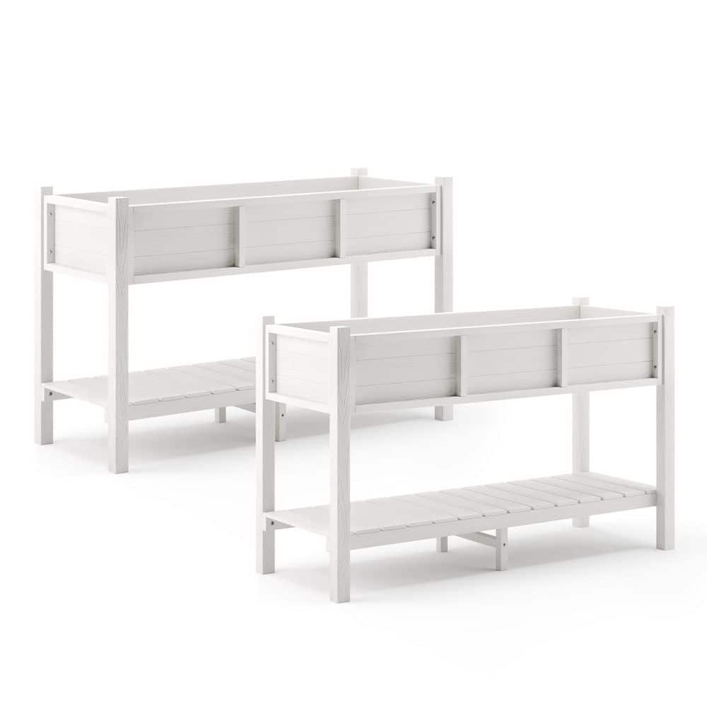 Raised Garden Bed, Elevated Plastic HDPS Planter Box Stand for Backyard, Patio, Balcony-White Set Of 4 price history on PriceWatchPro