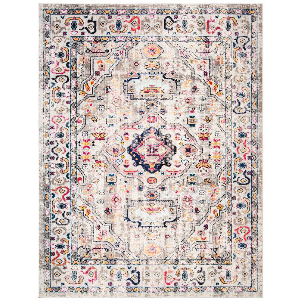 Elysian Grey-Blue Synthetic 10' Round Area Rug for Easy Care