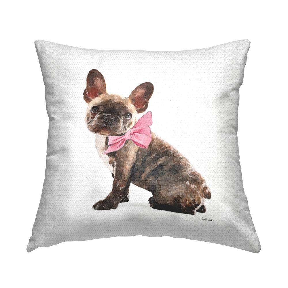 Fashionable Puppy Dog Pink Bow Glam Portrait Brown Square Outdoor Throw Pillow price history on PriceWatchPro