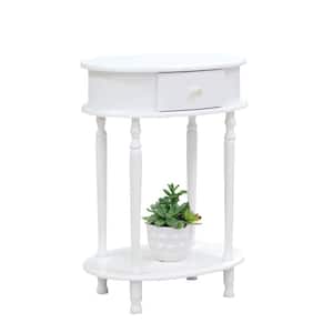White Oval End Table