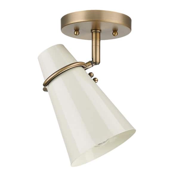 Golden Lighting Reeva 7 in. 1-Light Modern Brass Semi-Flush Mount