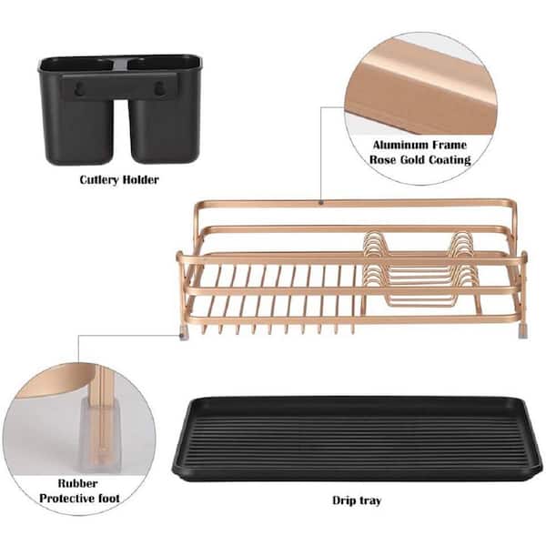 1set Iron Dish Rack, Multifunction Solid Color Golden Cup Storage