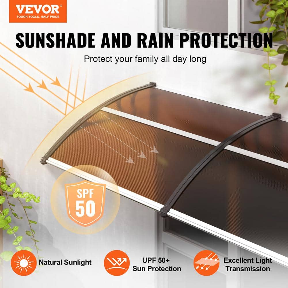 Brown Polycarbonate Retractable Door and Window Awning