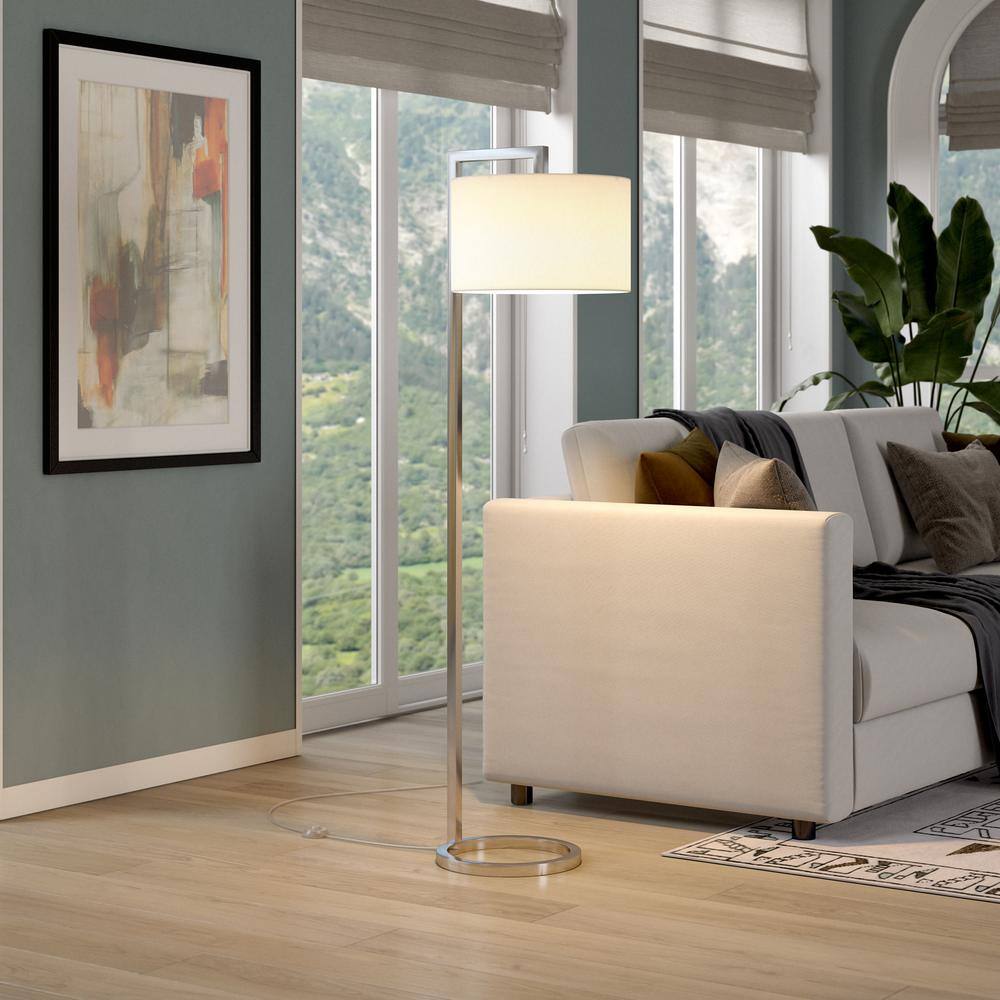 Polished Nickel 64" Floor Lamp with Drum Shade